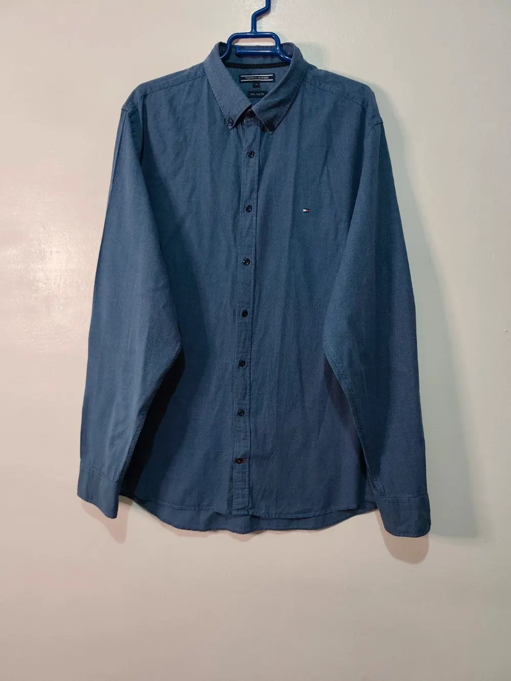 Camisa manga larga Tommy hilfiger azul microestampado talla XLnew york fit