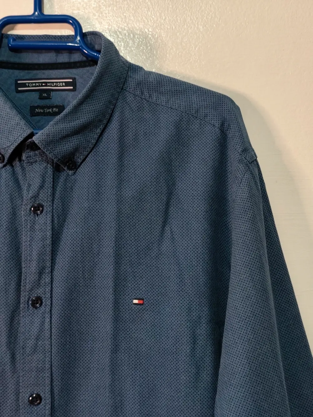Camisa manga larga Tommy hilfiger azul microestampado talla XLnew york fit, foto 4