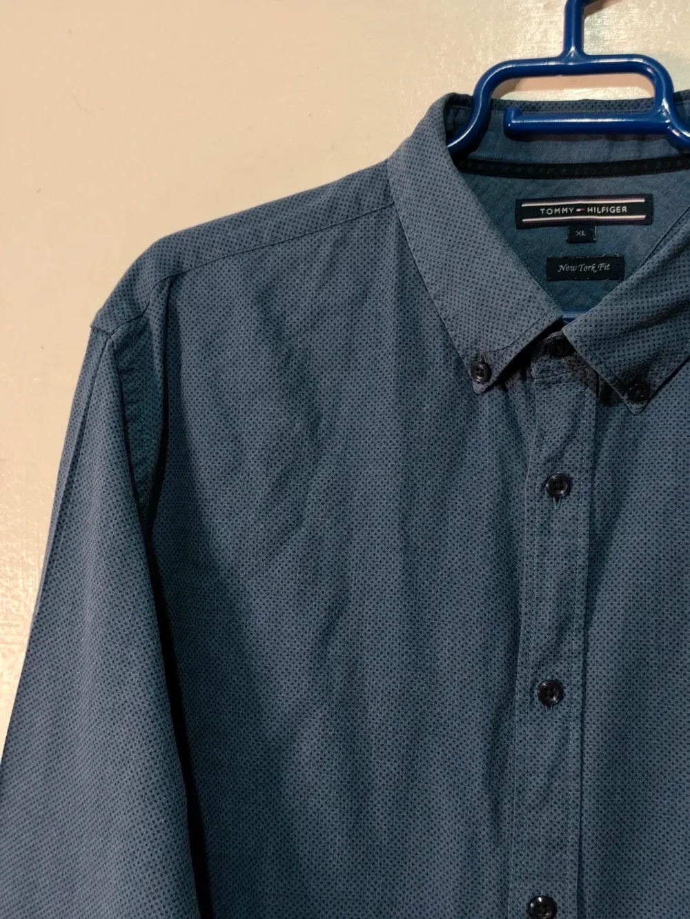 Camisa manga larga Tommy hilfiger azul microestampado talla XLnew york fit, foto 5