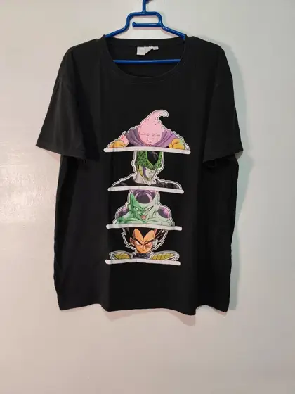Camiseta Dragon Ball Z Villanos (Buu, Célula, Freezer, Vegeta) Talla XXL (Sirve para XL)