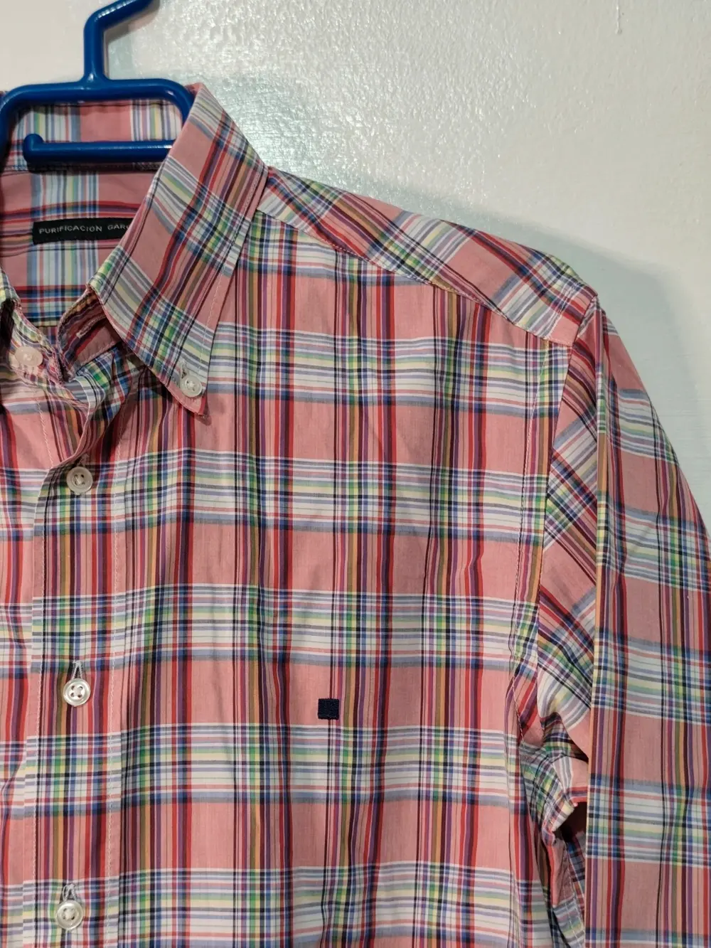 Camisa manga larga a cuadros Purificación García talla 3 equivale a una M sirve para S ver medidas, foto 4