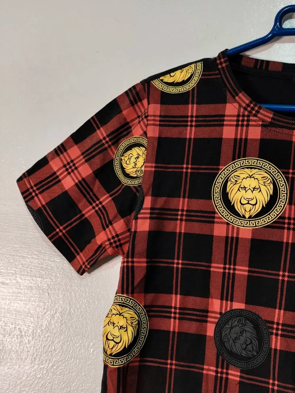 Camiseta tartán rojo y negro leones dorados Flex Style talla m, foto 3