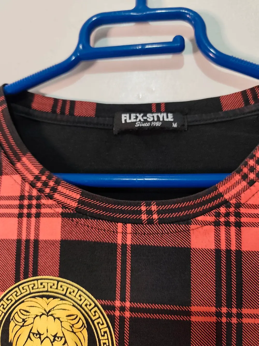 Camiseta tartán rojo y negro leones dorados Flex Style talla m, foto 5