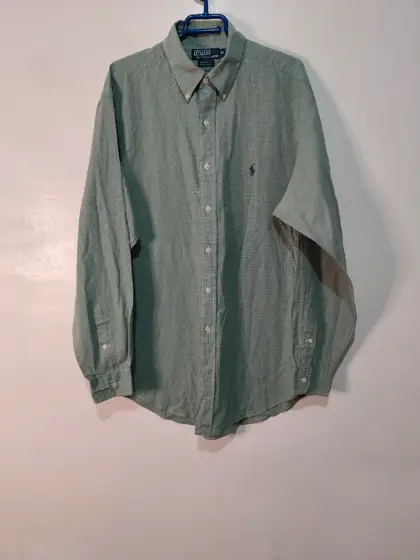 Camisa Polo Ralph Lauren Yarmouth Verde Cuadro Micro Talla XL / 16 ½ sirve para XXL ver medidas