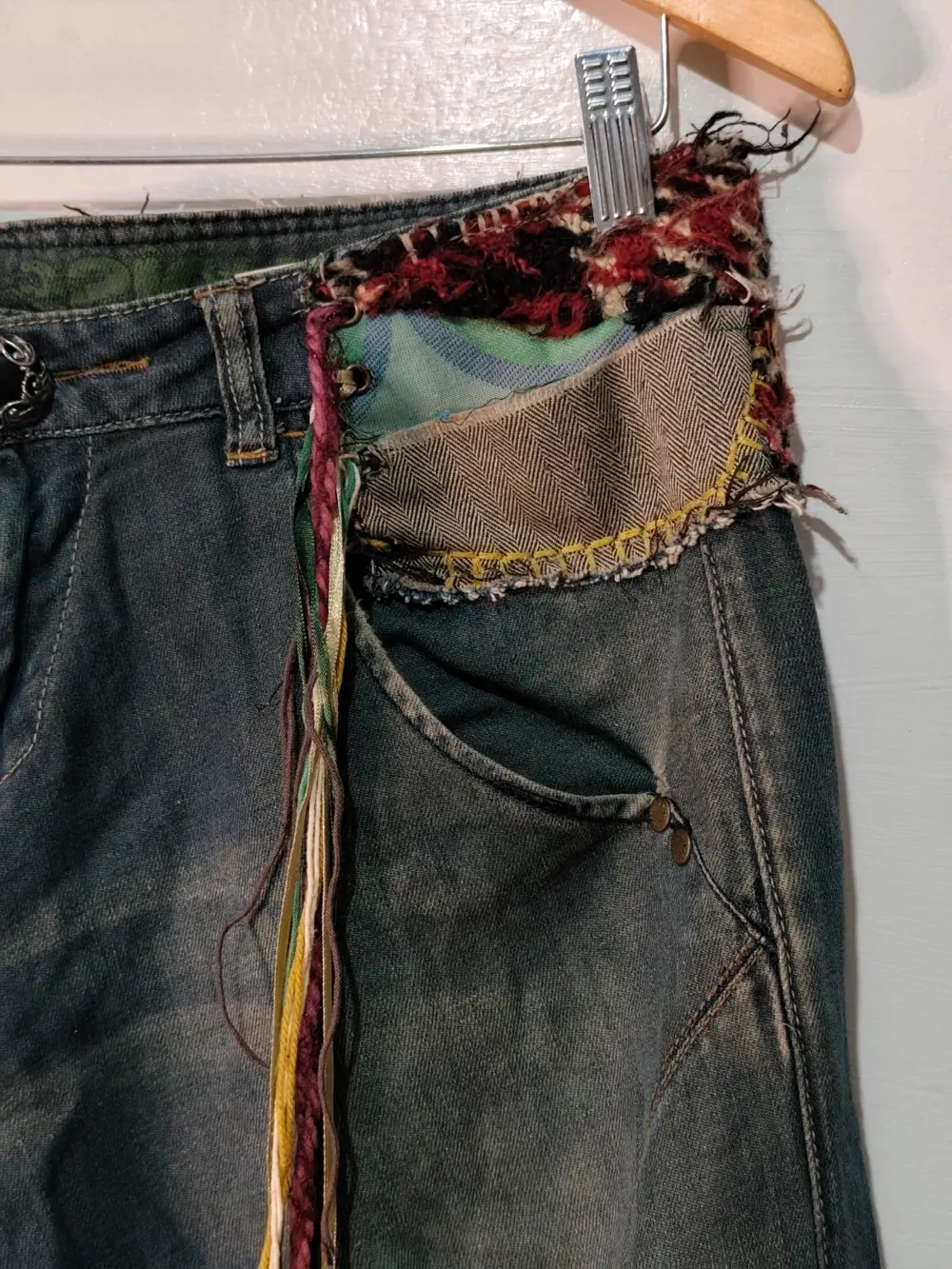 Pantalón Harén Desigual patchwork boho denim algodón lino talla S 36 ver medidas mujer, foto 4