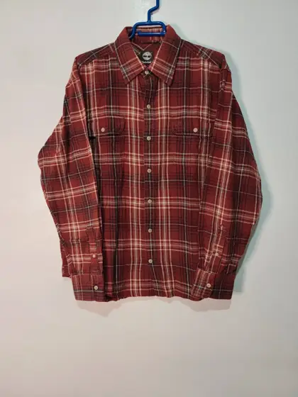 Camisa de franela timberland manga larga a cuadros burdeos talla L