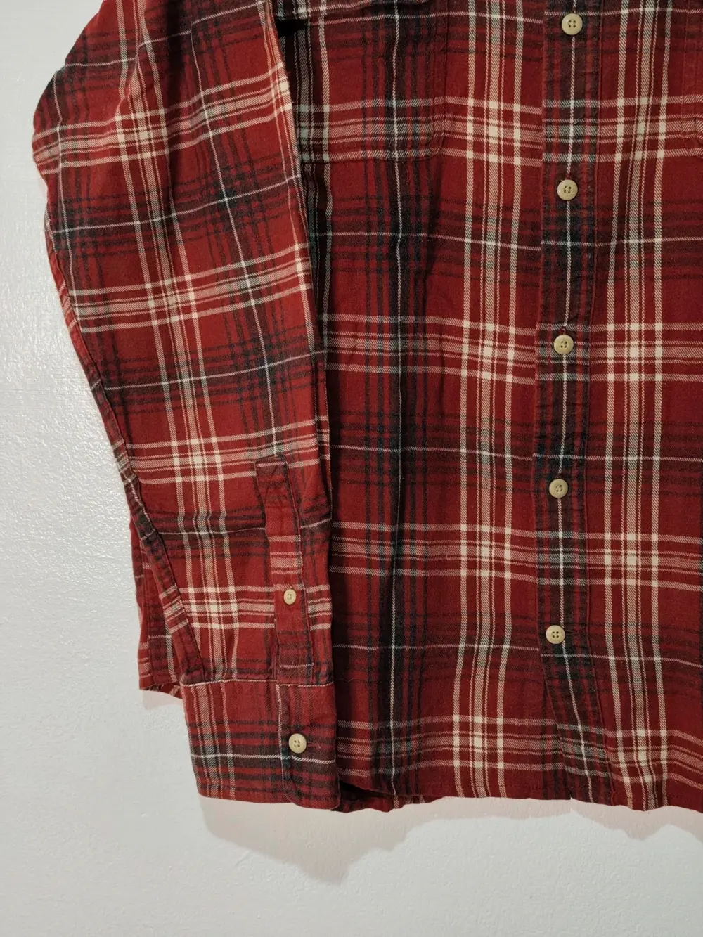 Camisa de franela timberland manga larga a cuadros burdeos talla L, foto 2