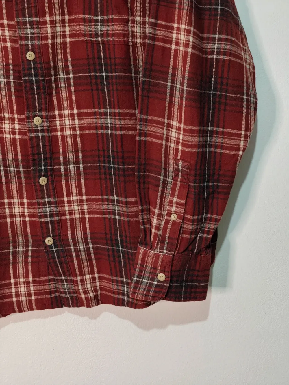 Camisa de franela timberland manga larga a cuadros burdeos talla L, foto 3