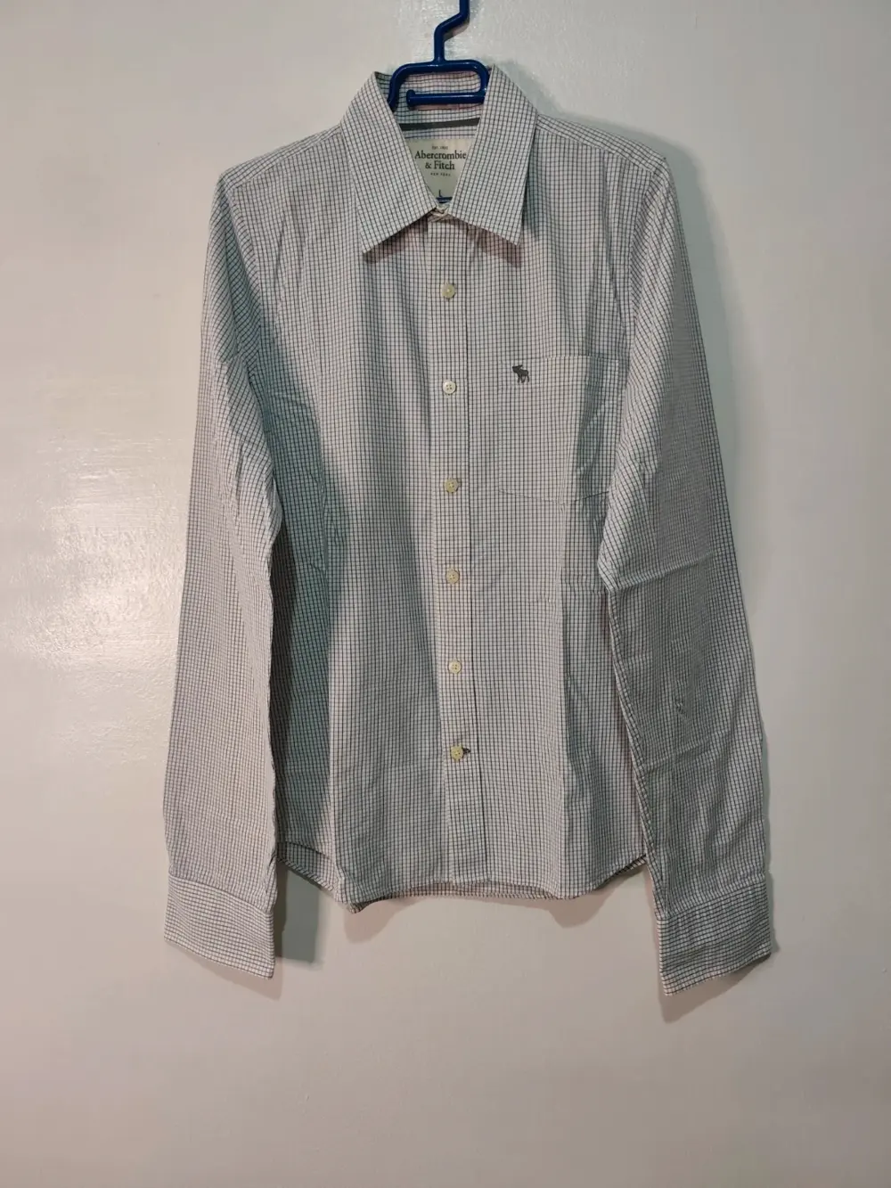 Camisa Abercrombie & Fitch cuadros azul marino talla L