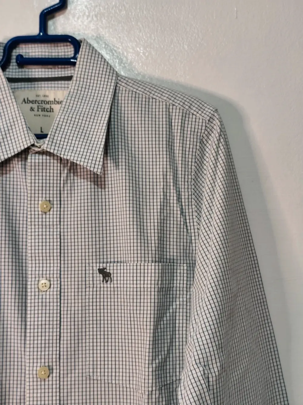 Camisa Abercrombie & Fitch cuadros azul marino talla L, foto 4