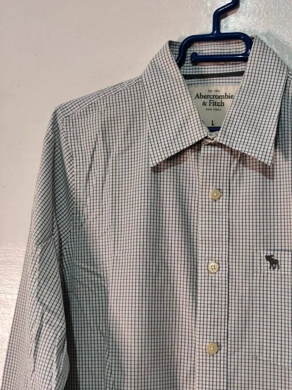 Camisa Abercrombie & Fitch cuadros azul marino talla L, foto 5