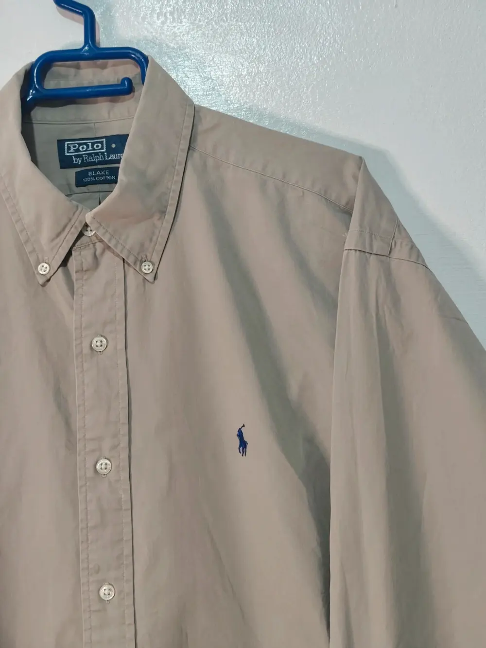 Camisa Polo Ralph Lauren blake beige caqui talla L sirve para XL ver medidas, foto 4