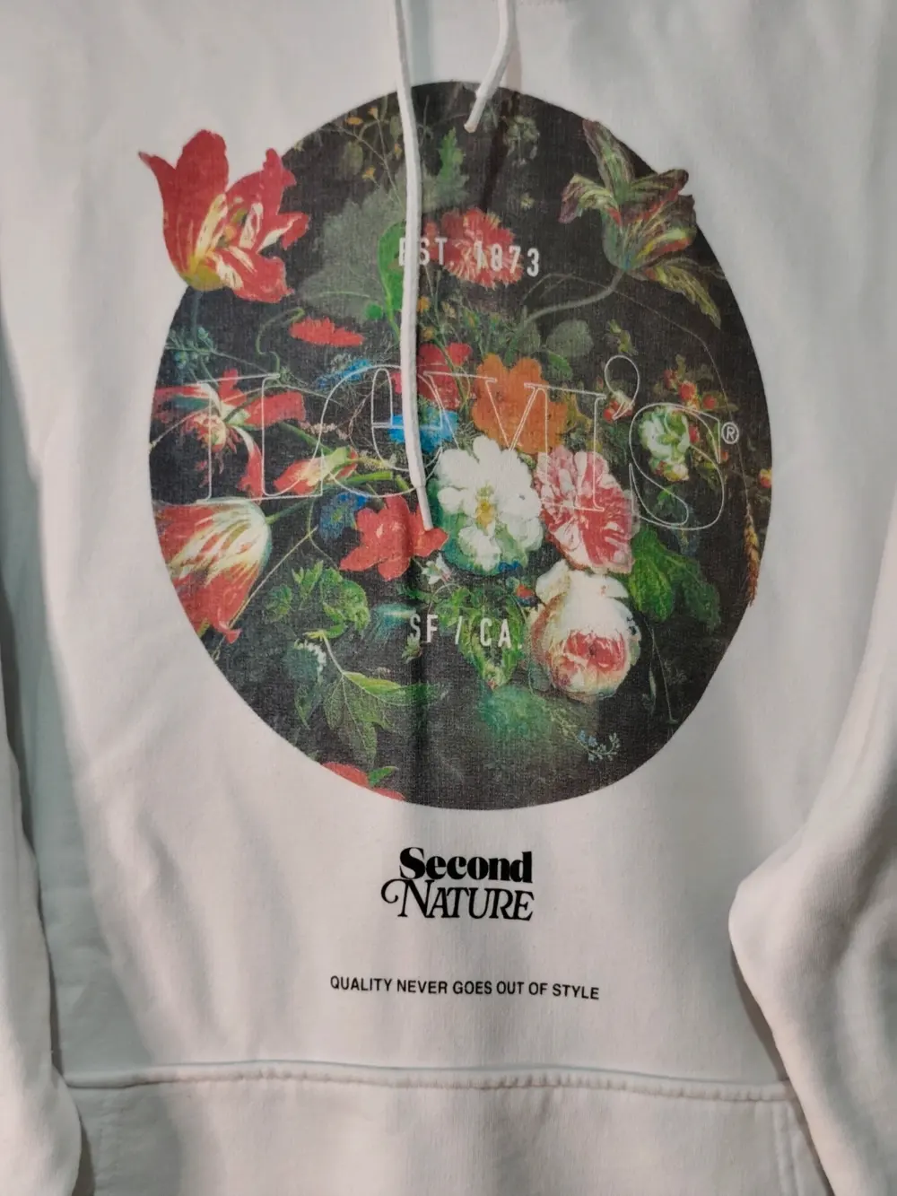 Sudadera Levi's "Second Nature" Floral Blanco Talla XL (Relaxed Fit), foto 4