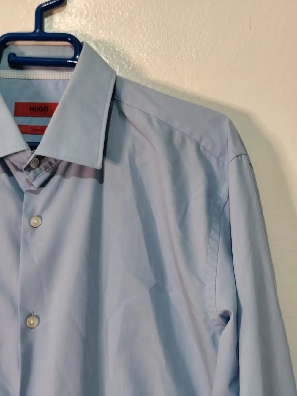 Camisa manga larga HUGO Boss Slim Fit Azul Claro Talla 41 L, foto 4