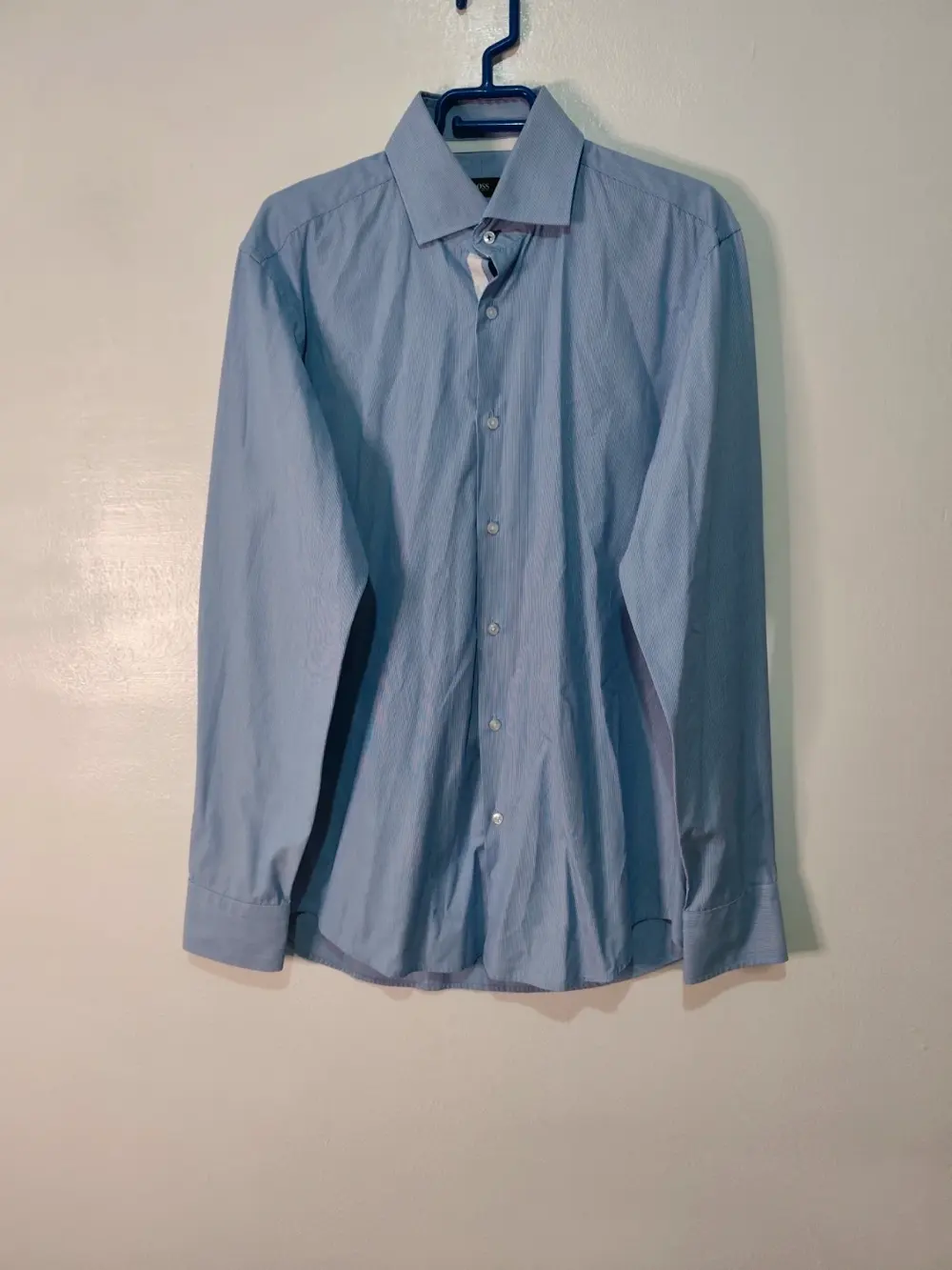 Camisa boss hugo boss gregory regular fit easy iron azul rayas finas talla 40 15.7