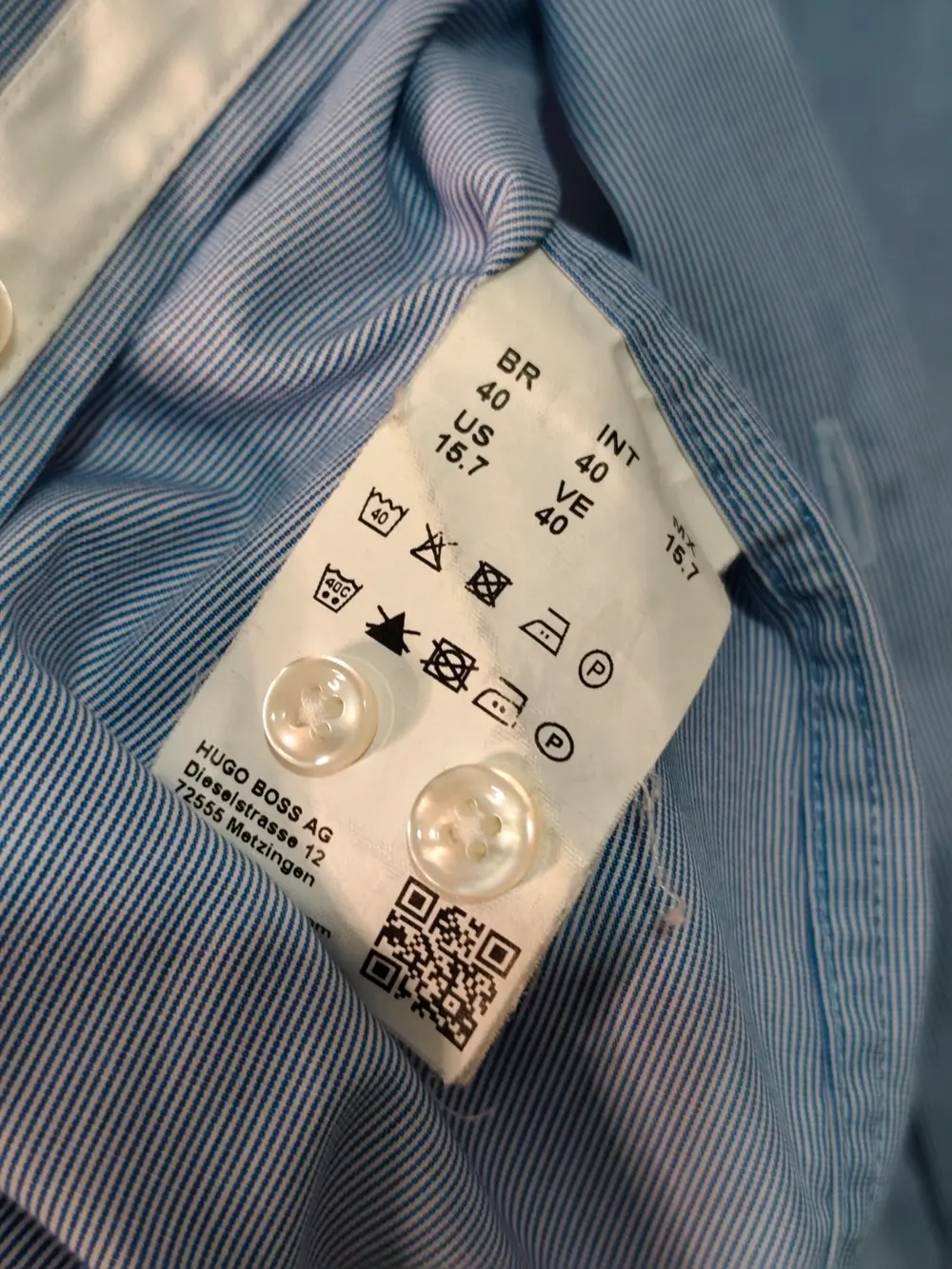 Camisa boss hugo boss gregory regular fit easy iron azul rayas finas talla 40 15.7, foto 5
