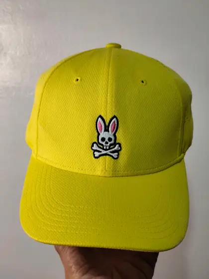 Gorra Psycho Bunny Amarilla Neón - Transpirable Perforada Talla Única Ajustable adulto unisex
