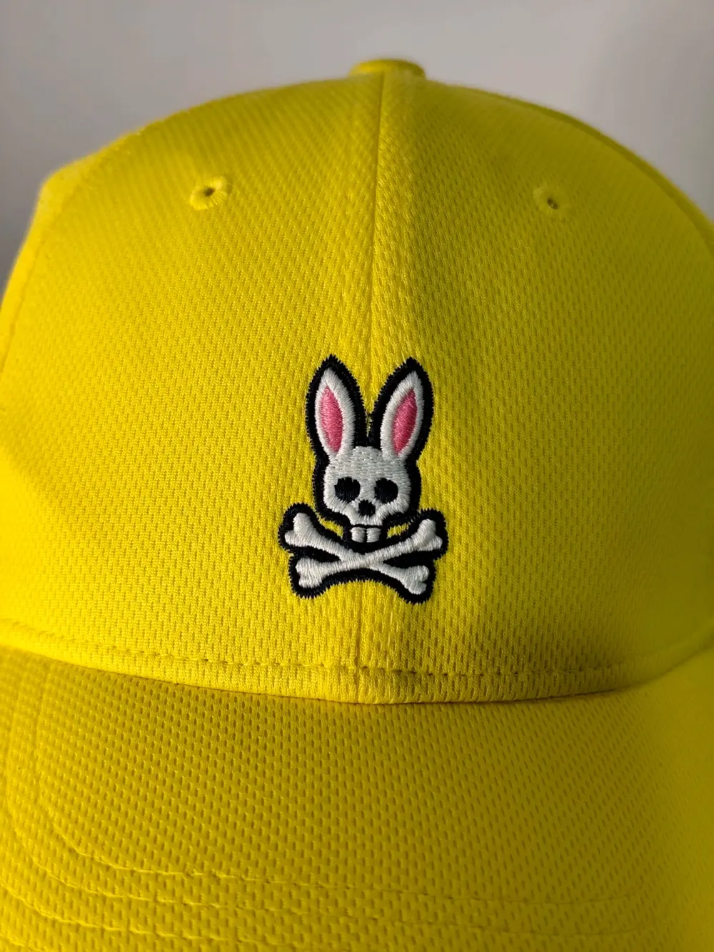 Gorra Psycho Bunny Amarilla Neón - Transpirable Perforada Talla Única Ajustable adulto unisex, foto 2