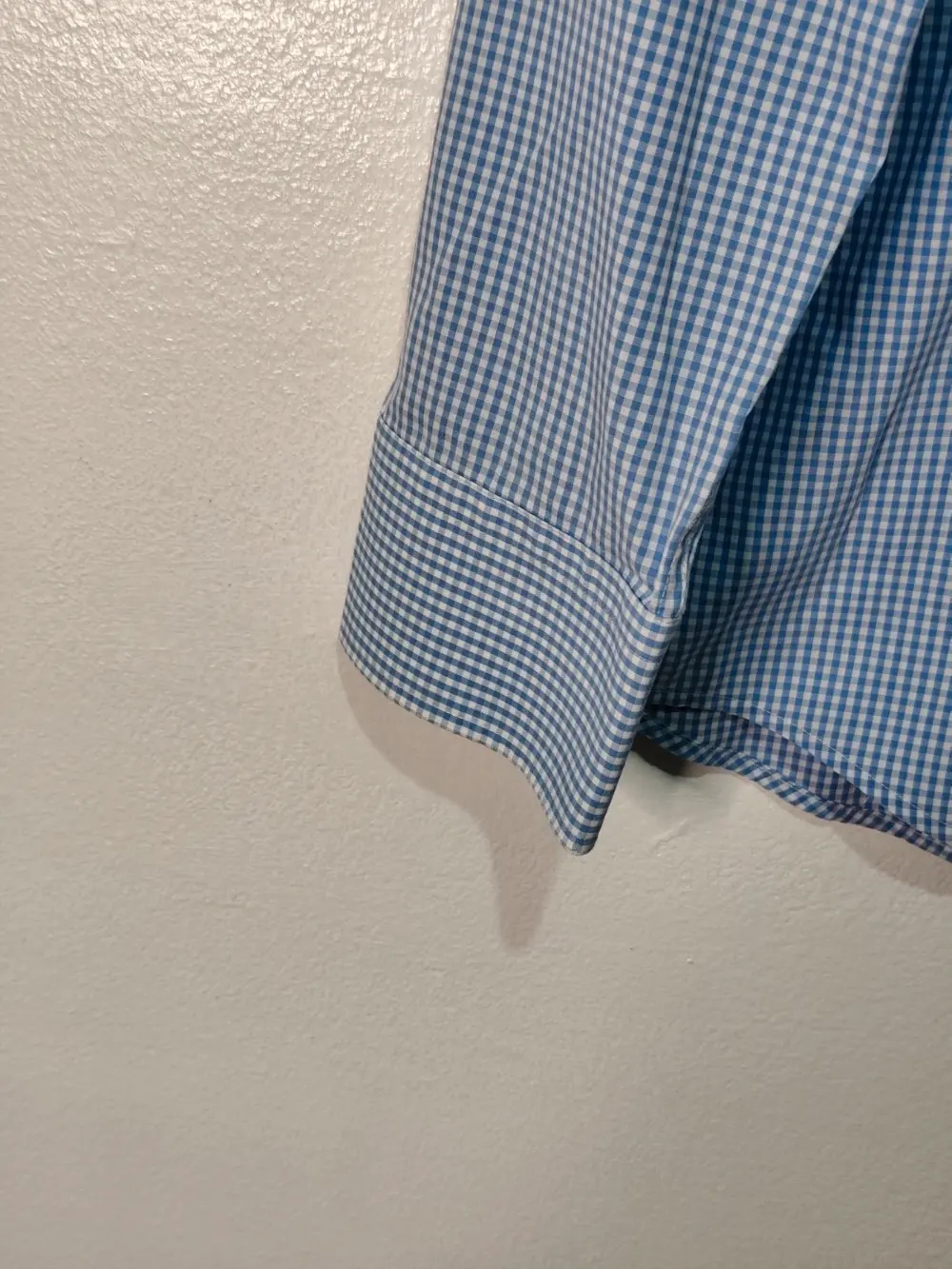 Camisa Hugo Biss slim fit easy iron cuadros vichy azul y blanco talla 41 / 16, foto 3