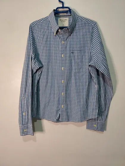 Camisa Abercrombie & Fitch cuadros vichy azul y blanco talla l muscle fit