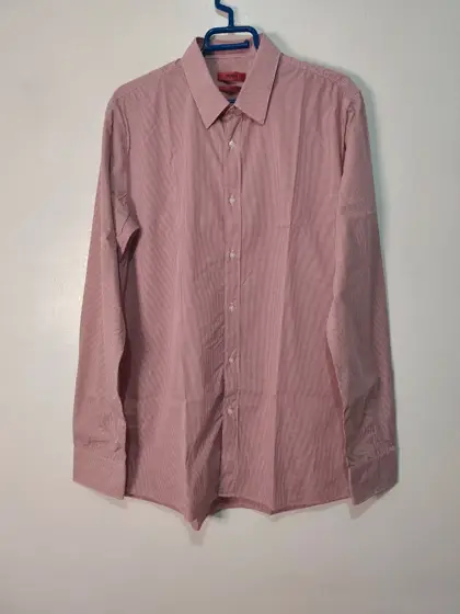 Camisa manga larga Hugo Boss slim fit cuadrito vichy burdeos talla L