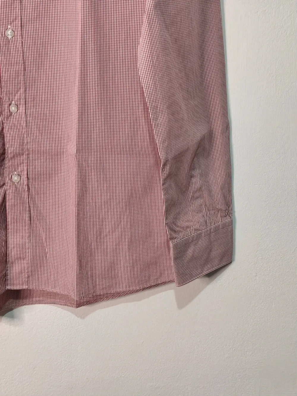 Camisa manga larga Hugo Boss slim fit cuadrito vichy burdeos talla L, foto 2