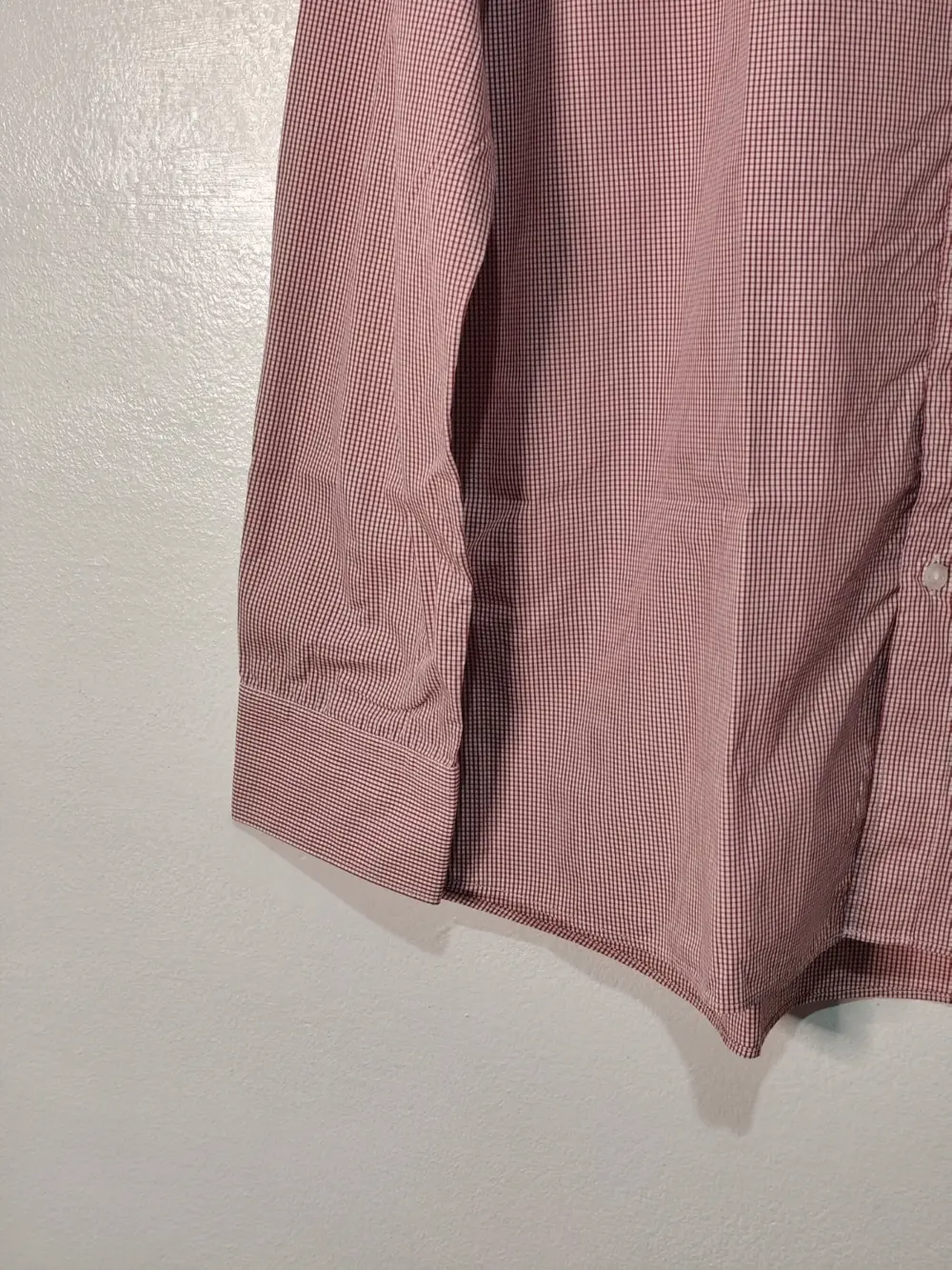 Camisa manga larga Hugo Boss slim fit cuadrito vichy burdeos talla L, foto 3