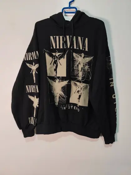 Sudadera Capucha Nirvana x Bershka "In Utero" Negra - Talla S unisex