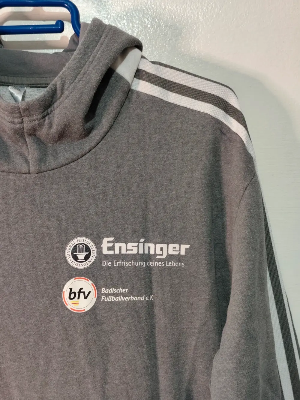 Sudadera con capucha Adidas badischer fußballverband bfv ensinger gris con capucha talla L, foto 4