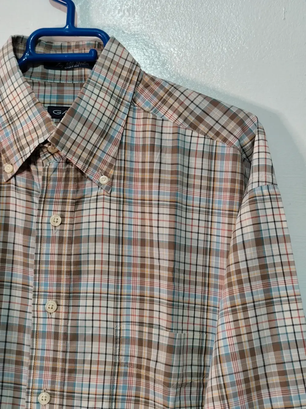 Camisa manga larga Gant usa ivy 50's poplin sport fit cuadros talla L sirve para XL ver medidas, foto 5