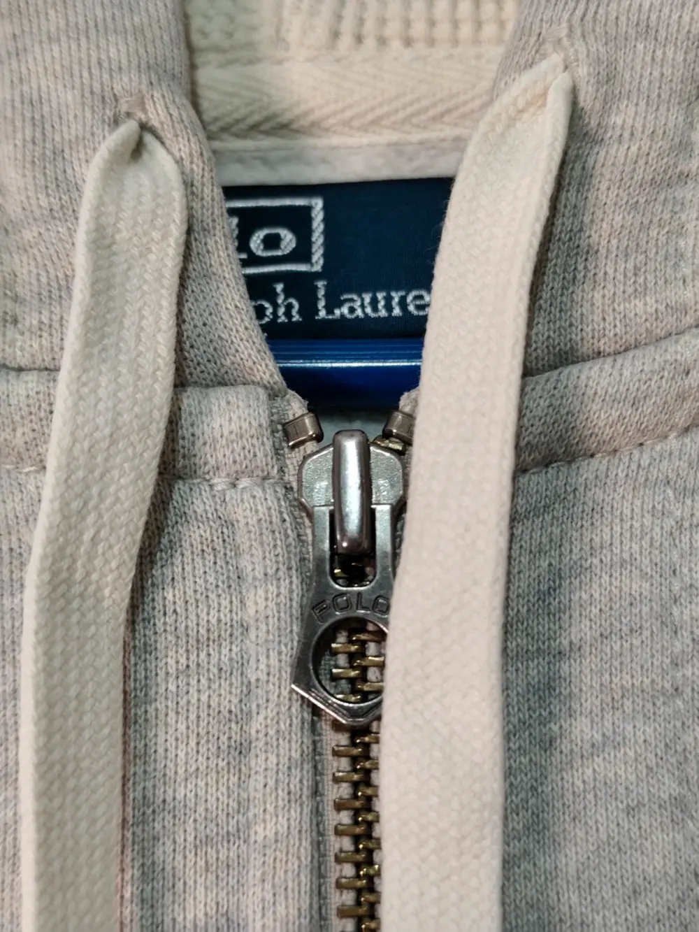 Sudadera Polo Ralph Lauren gris jaspeado cremallera capucha térmica talla L, foto 4