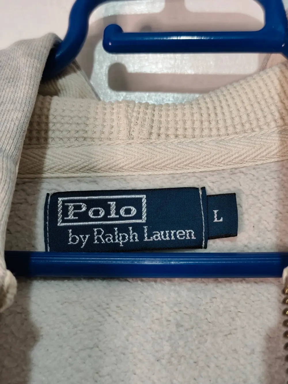 Sudadera Polo Ralph Lauren gris jaspeado cremallera capucha térmica talla L, foto 5