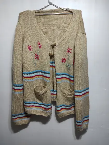 Jersey cardigan de punto semi-abierto tienda local talla unica