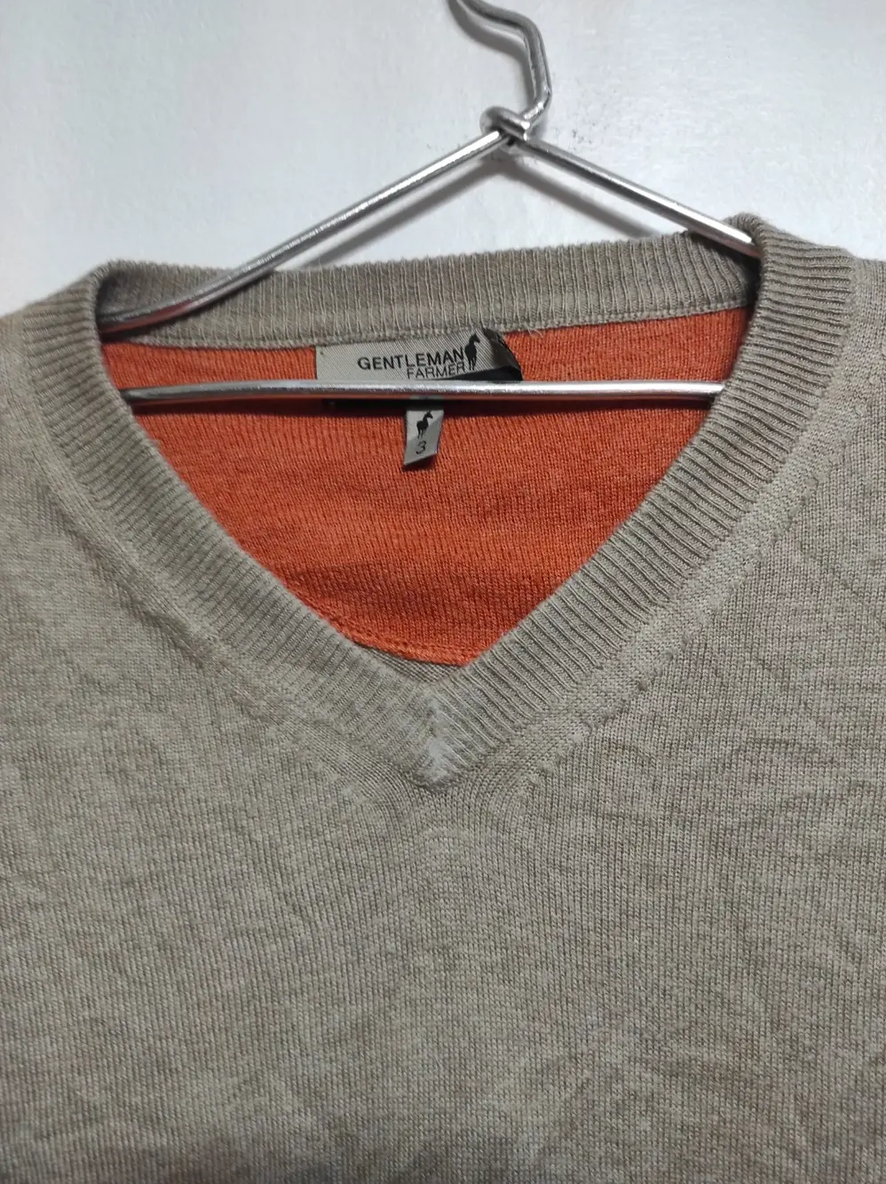 Jersey fino cuello de pico gentleman farmer 30%lana talla 3, foto 3