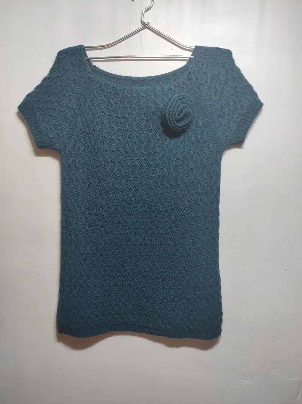 Vestido de invierno de lana mohair con flor made in italy talla unica