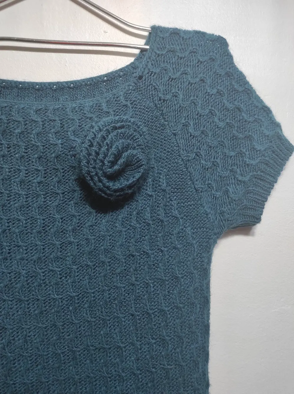 Vestido de invierno de lana mohair con flor made in italy talla unica, foto 3