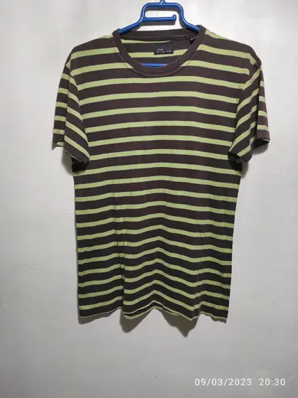 Camiseta a rayas manga corta Zara man talla L sirve para M ver medidas