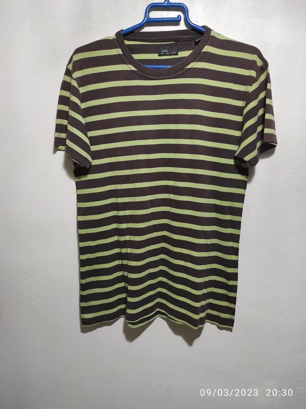 Camiseta a rayas manga corta Zara man talla L sirve para M ver medidas
