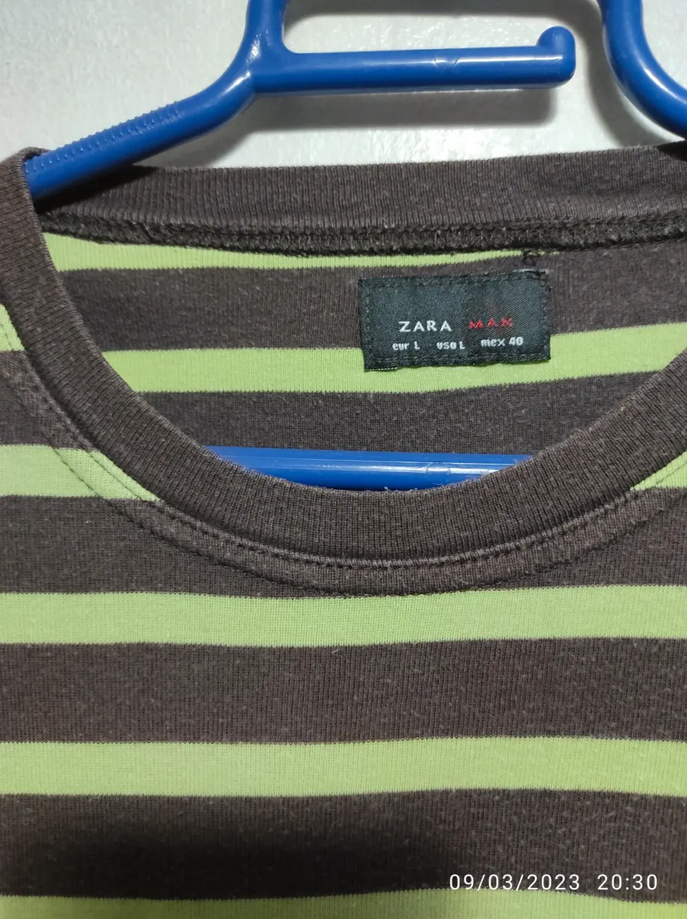 Camiseta a rayas manga corta Zara man talla L sirve para M ver medidas, foto 2