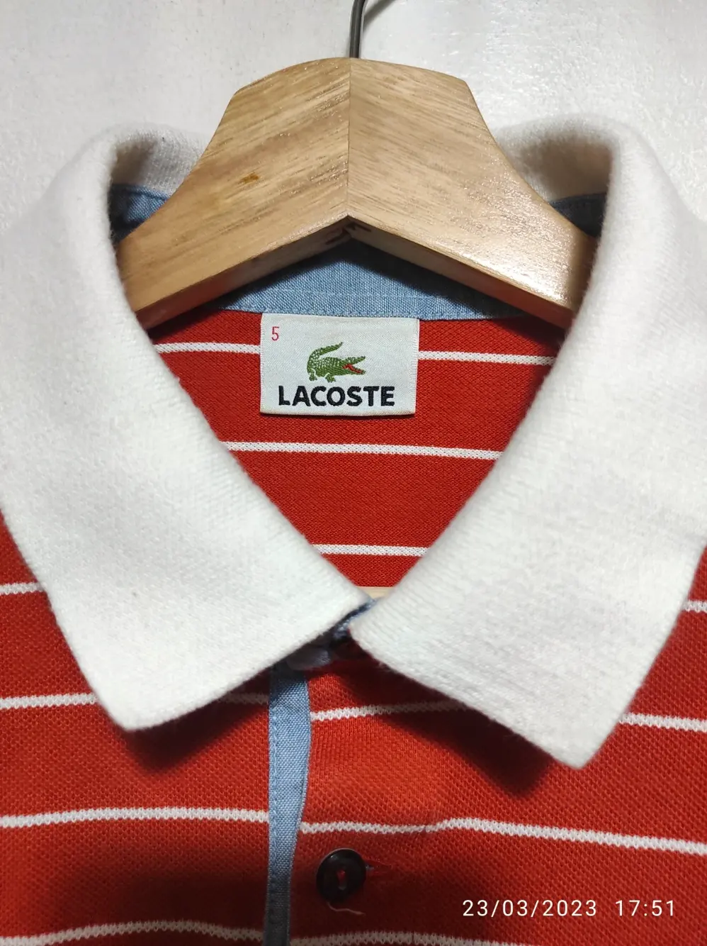 Polo a rayas Lacoste talla 5 equivale a una L ver medidas, foto 4