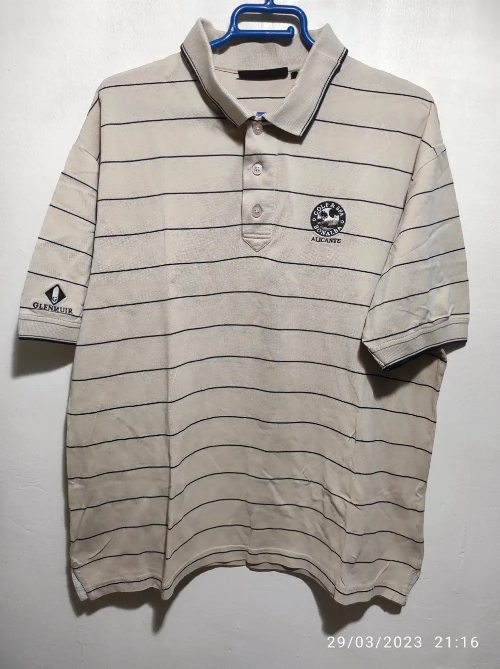 Polo a rayas manga corta Glenmuir Golf spa Alicante talla S5 sirve para L/XL ver medidas