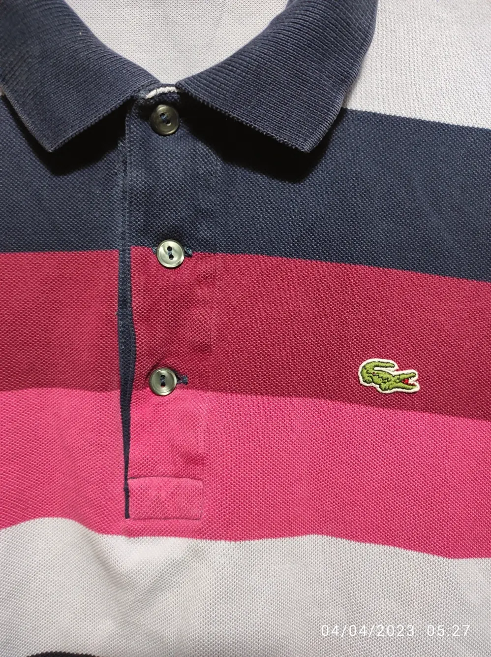 Polo a rayas Lacoste talla 4 equivale a una M, foto 2