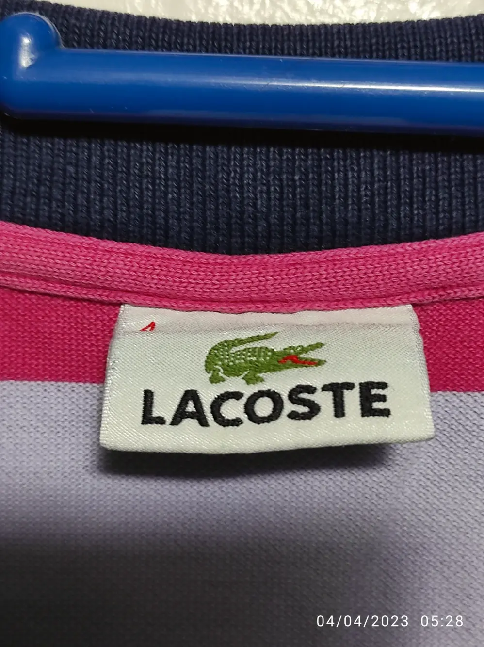 Polo a rayas Lacoste talla 4 equivale a una M, foto 3