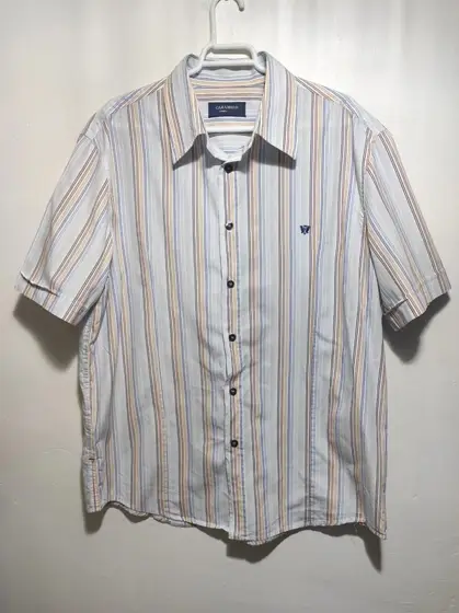 Camisa a rayas manga corta caramelo talla XL