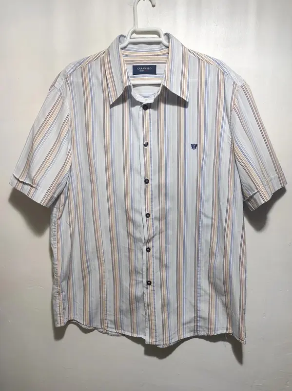 Camisa a rayas manga corta caramelo talla XL