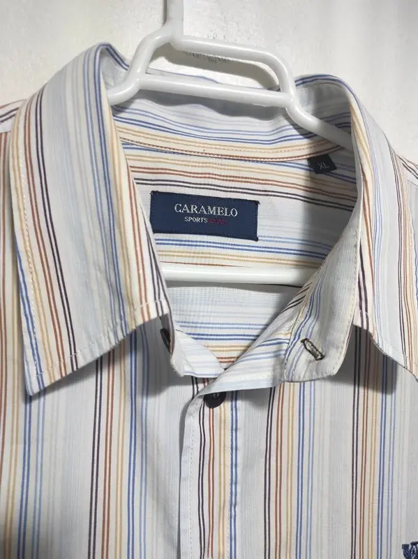 Camisa a rayas manga corta caramelo talla XL, foto 4