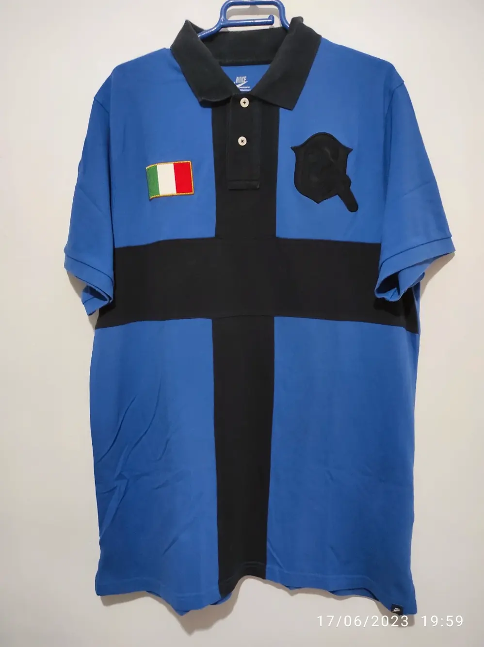 Polo manga corta Nike Italia Preto e Azul 13 talla XL