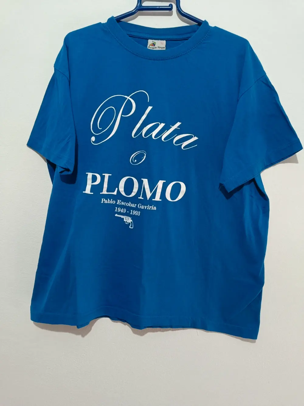 Camiseta manga corta Pablo Escobar plata o plomo talla XL