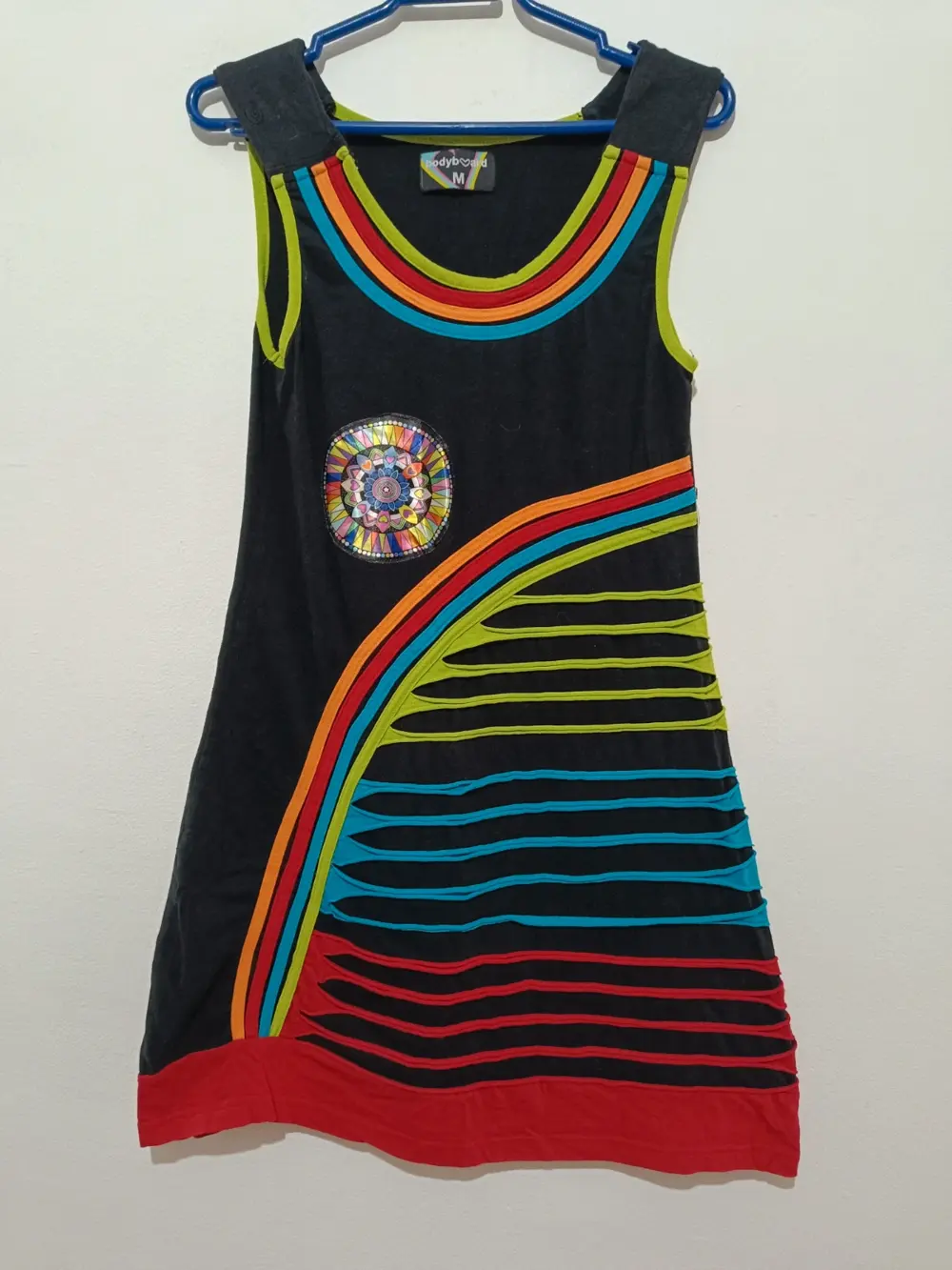 Vestido negro combinado estampado Bodyboard talla M