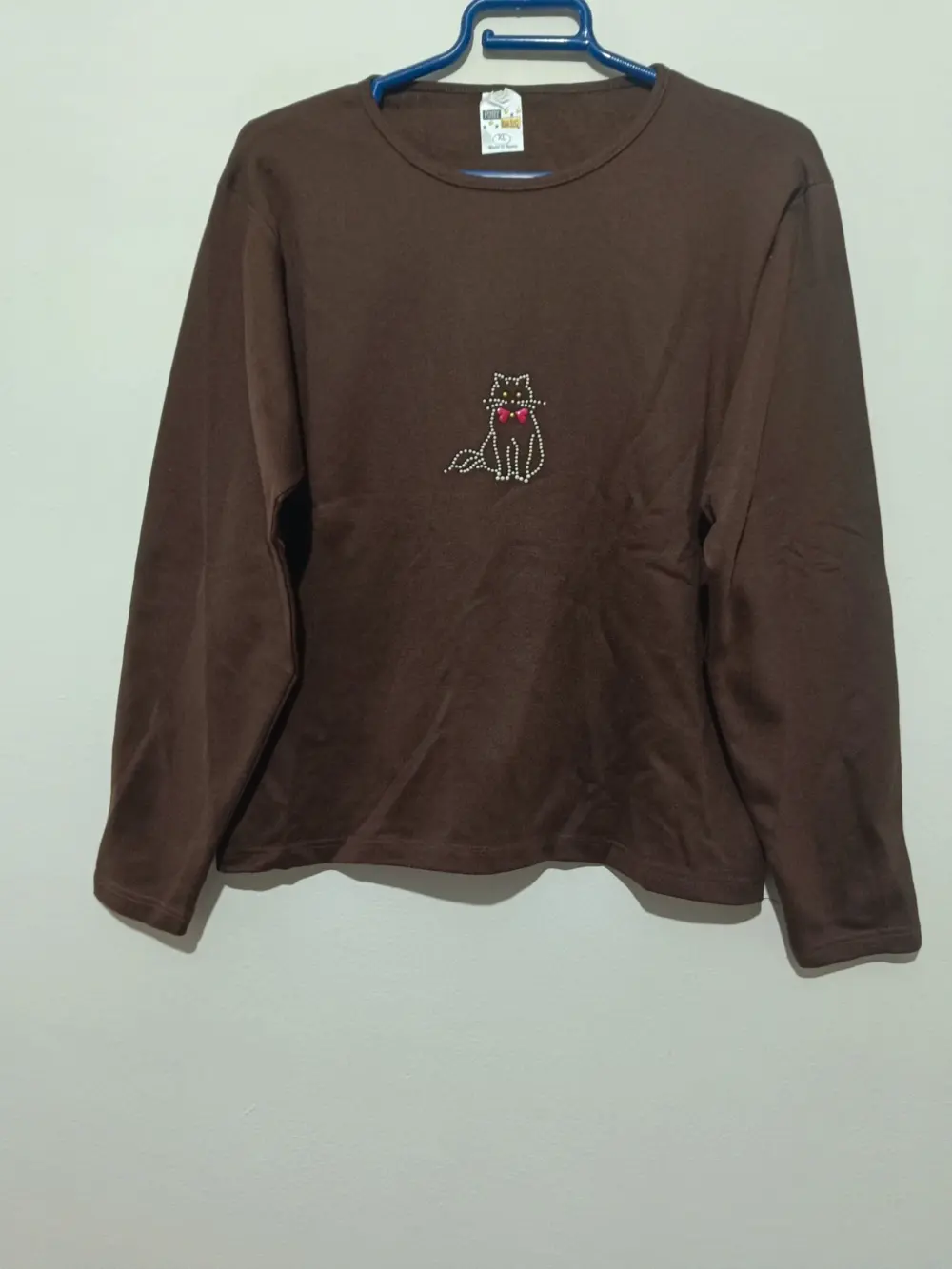Camiseta manga larga con gato en relieve 50% algodon Punt basic talla XL